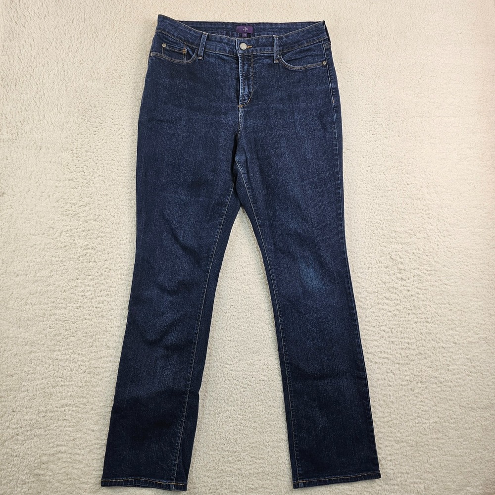 NYDJ Jeans Women's 14 Blue Med Wash Straight Leg High Rise Lift Tuck Technology
